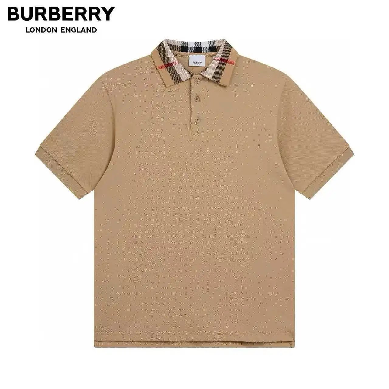 Gucci Shirts Short-Sleeve Polo Shirt with Contrast-Trim Collar — Burberry 9