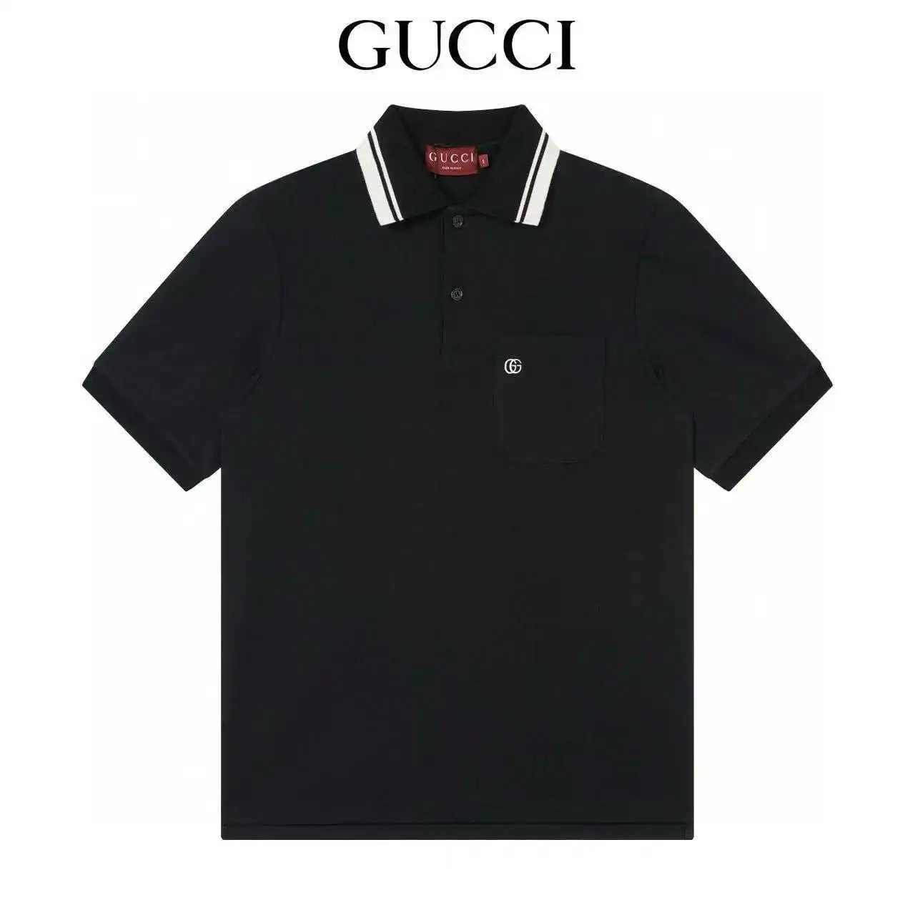 Gucci Shirts Short-Sleeve Polo Shirt with Contrast-Trim Collar — Gucci 6