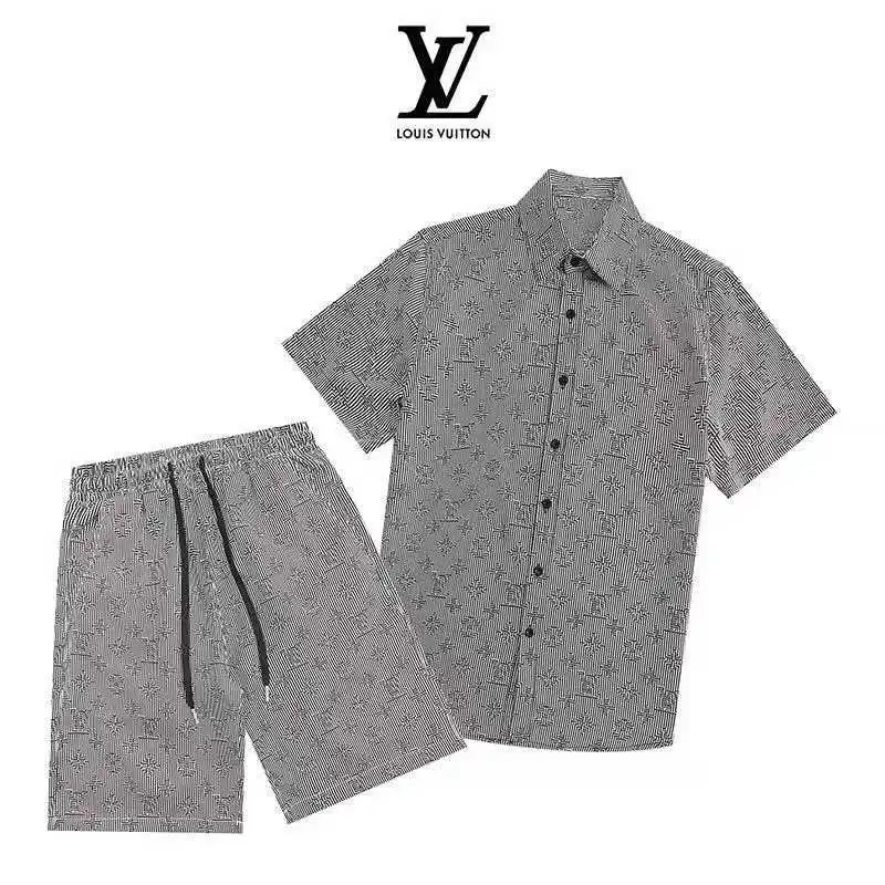 Louis Vuitton Matching Sets Short-Sleeve Printed Shirt and Drawstring Shorts Set — 17
