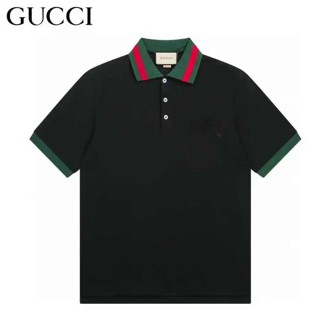 Gucci Shirts Short-Sleeve Polo Shirt with Contrast-Trim Collar — Gucci 11