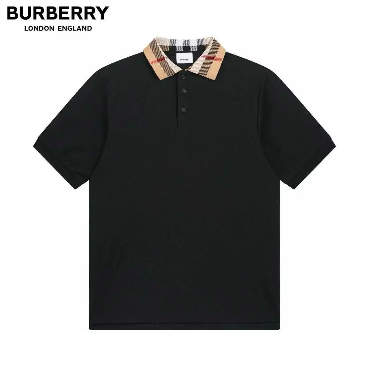 Gucci Shirts Short-Sleeve Polo Shirt with Contrast-Trim Collar — Burberry 12
