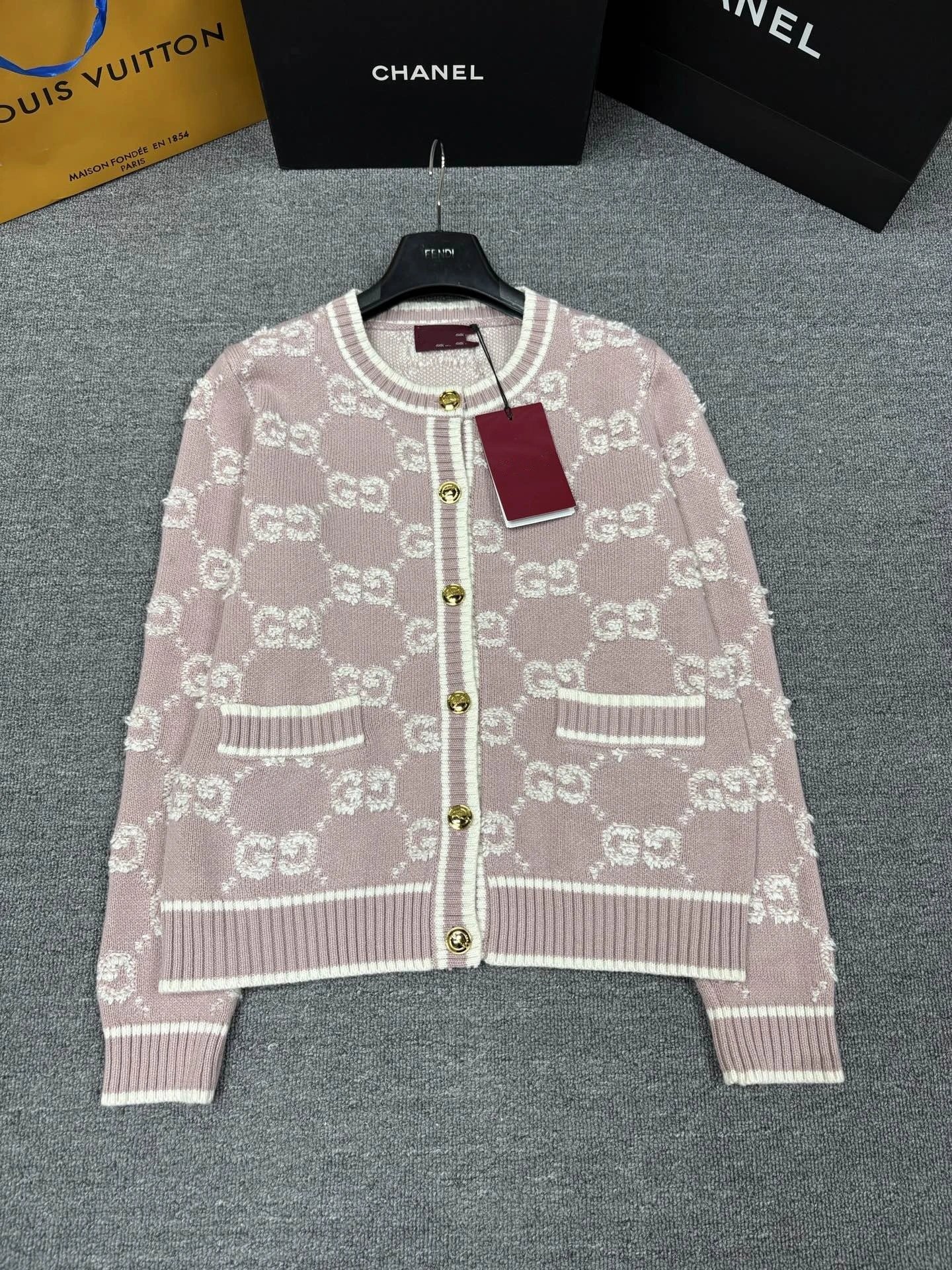 Gucci Knitwear GG monogram knit sweater and button-front cardigan image 9
