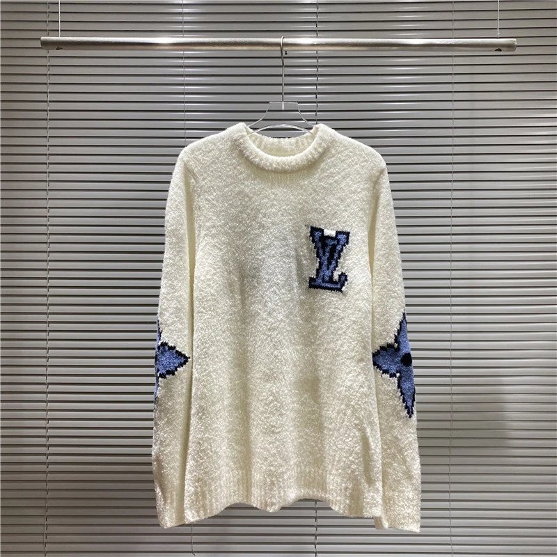 Louis Vuitton Knitwear LV Monogram intarsia crewneck sweater — white old flower