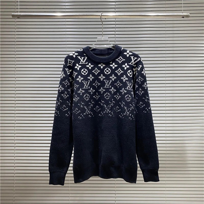 Louis Vuitton Knitwear LV Monogram intarsia crewneck sweater — Dark blue gradient