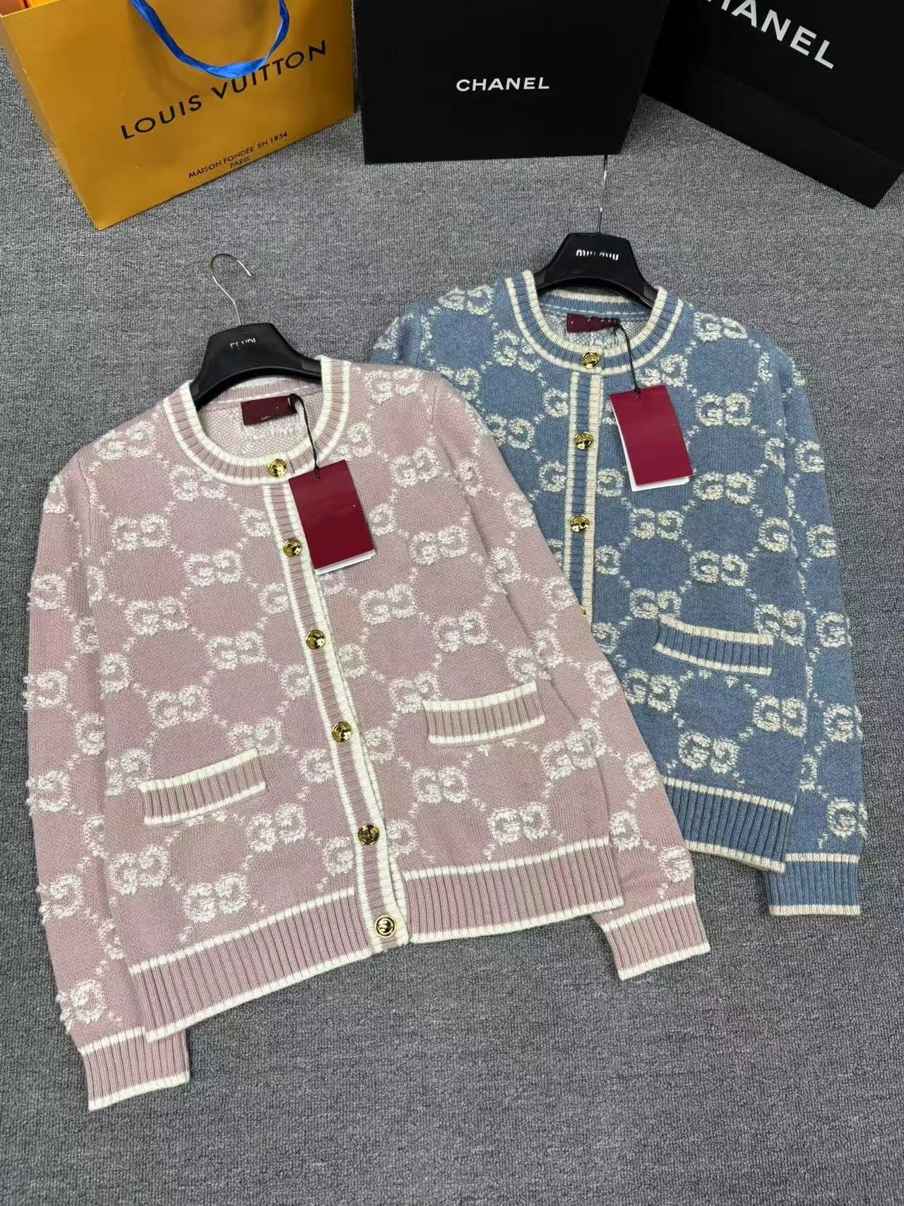 Gucci Knitwear GG monogram knit sweater and button-front cardigan image 2
