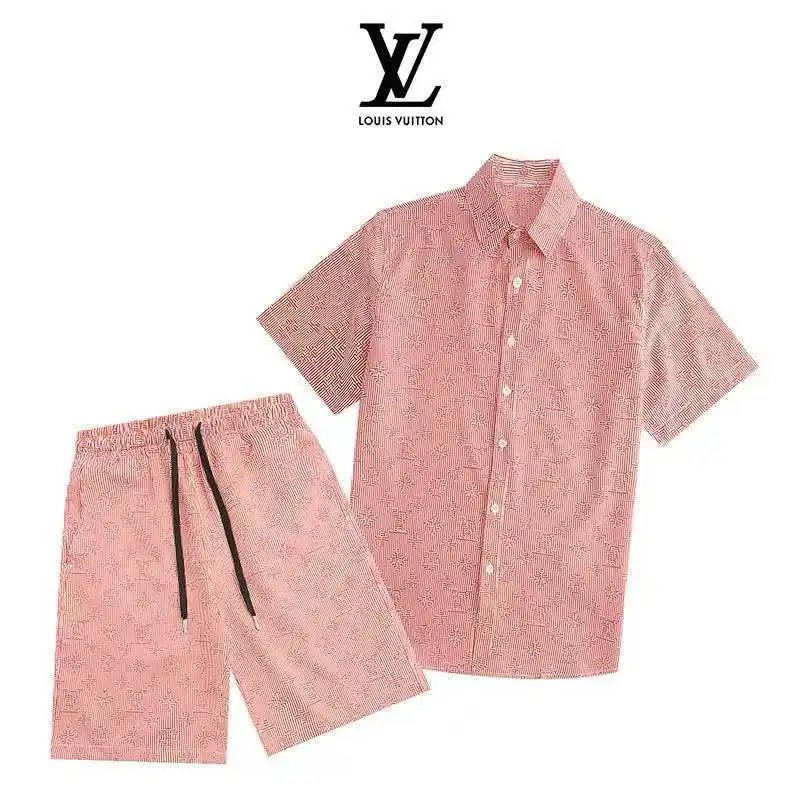 Louis Vuitton Matching Sets Short-Sleeve Printed Shirt and Drawstring Shorts Set — 16