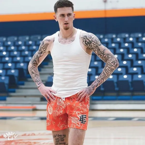 Design Wardell CJ Bandana Print Shorts Orange Shorts - 1
