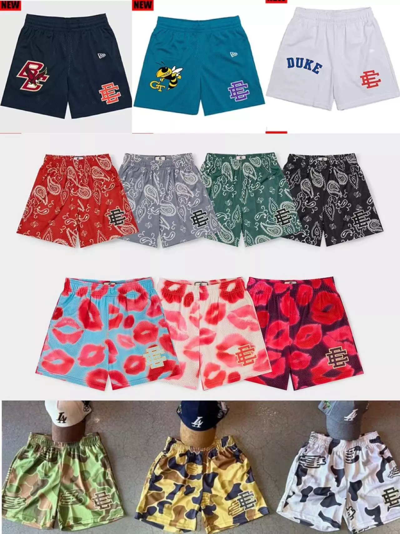 Design Lip Print Mesh Shorts Pink White - 9