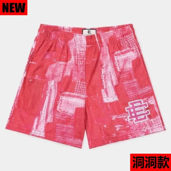Design Mesh Shorts Pink Abstract Print Shorts - 1
