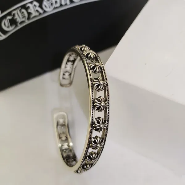 Chrome Hearts Floral Cuff Bracelet Silver Jewelry - 1