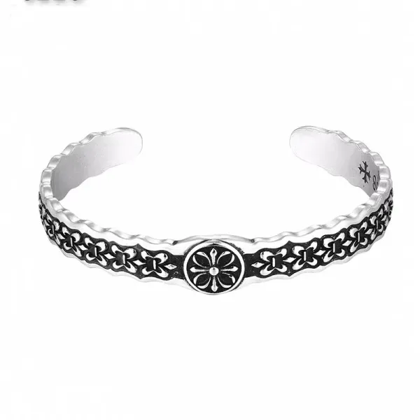 Design Floral Filigree Cuff Bracelet Silver Jewelry - 1