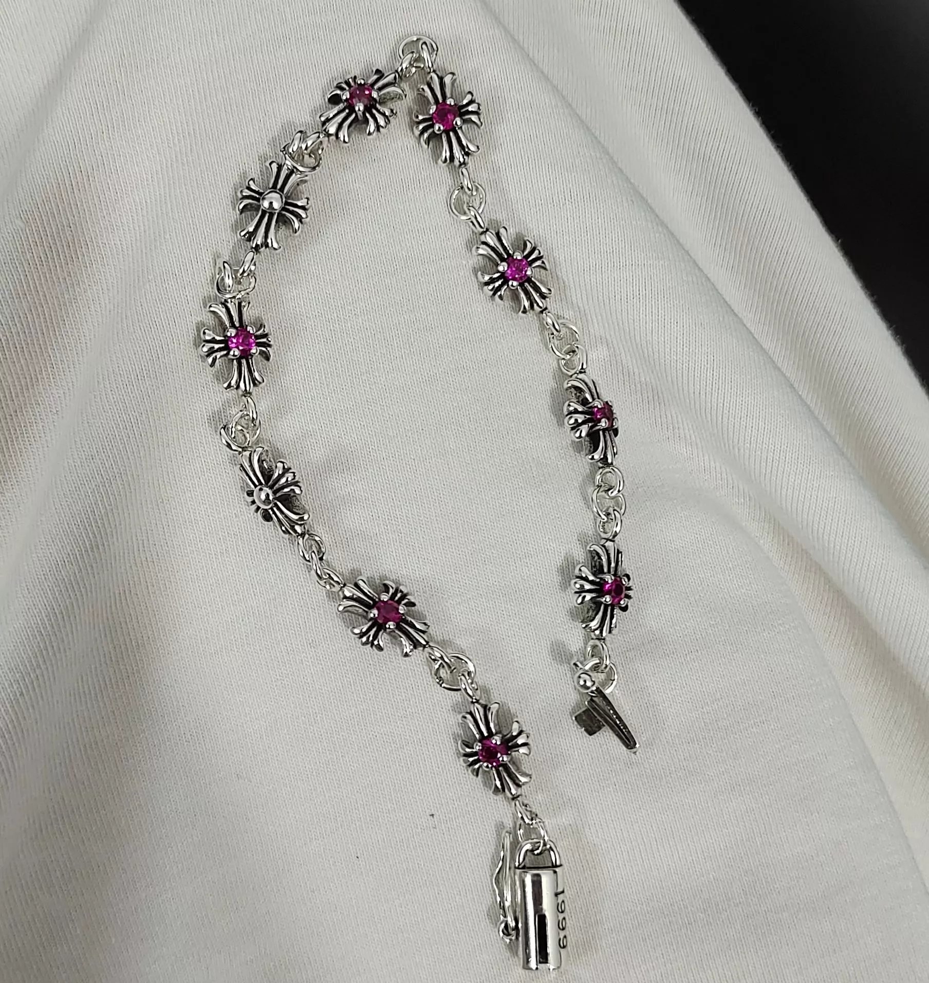 Chrome Hearts Bracelet with Crosses — 7 Vintage pink diamond bracelet colorway — USFans Spreadsheet photo