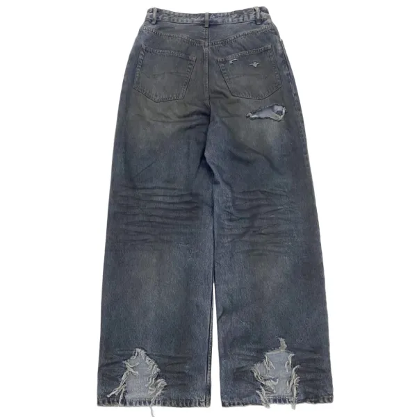 Design Distressed Wide-Leg Jeans Dark Wash - 8
