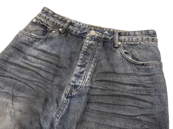 Design Distressed Wide-Leg Jeans Dark Wash - 9