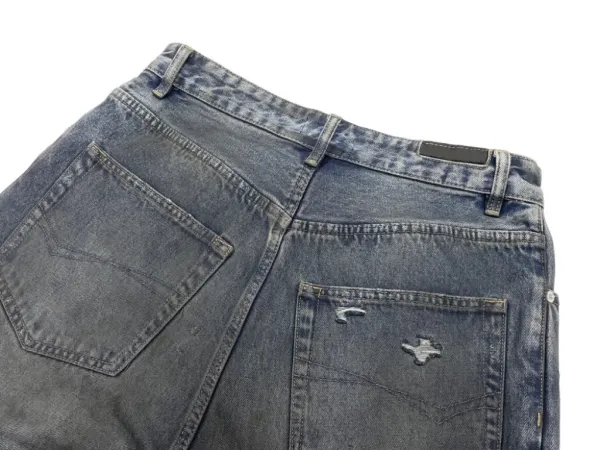 Design Distressed Wide-Leg Jeans Dark Wash - 10