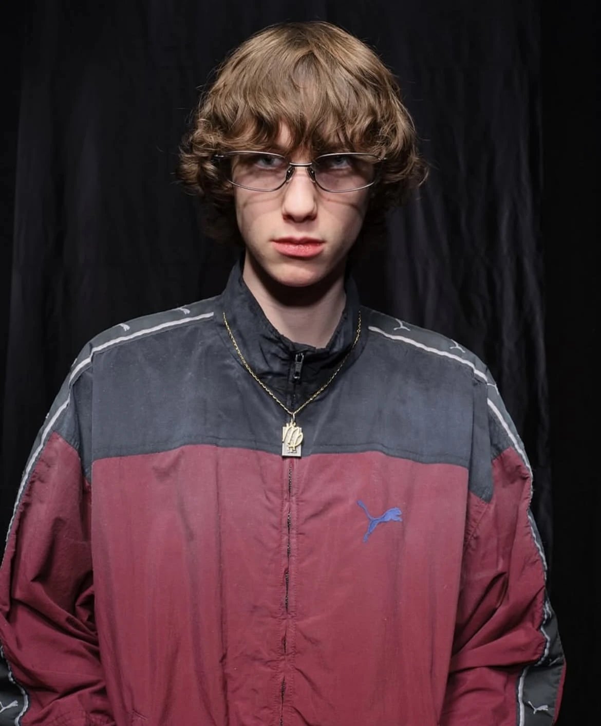 [In Stock] B Co-branded All-Over Logo Two-Tone Burgundy Nylon Mesh Tracksuit Jacket Lightweight Varsity Jacket Destroyed Denim-Style Nylon Sweatpants
