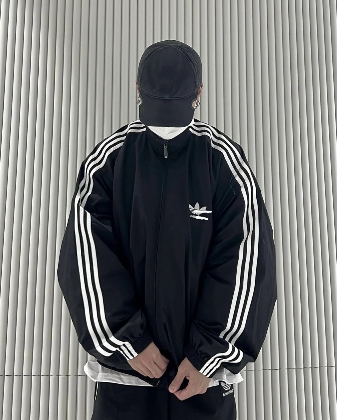 Spot/BxA Joint Three Bar Embroidered Nylon Zipper Jacket Sports Loose Jacket