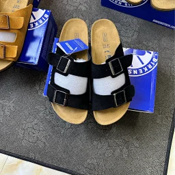 thumbnail for Bir-ke-ns-to-ck Ari-zo-na collection Bo-ken leather suede double buckle fashion slippers Cowhide suede has a soft texture