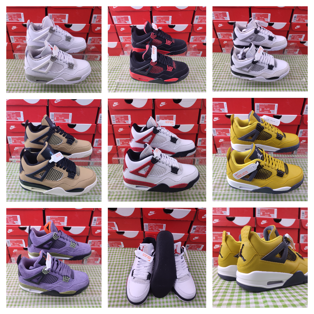 T N T Bat ch A i r Jor dan 4 Electric Mother Oreo Initial Machine Red Thunder Electric White Cement Latex Insole
