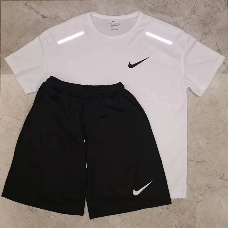 Reflective Swoosh Quick-Dry Short Sleeve Set White