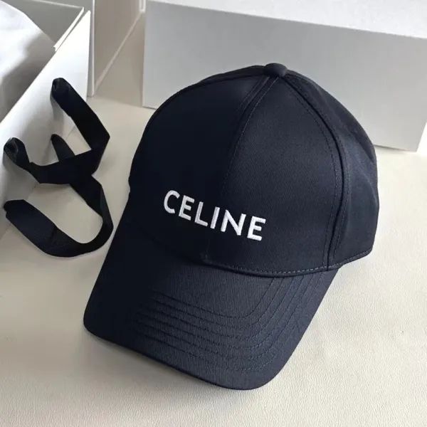 Celine Logo Embroidered Black Baseball Cap Hats - 1