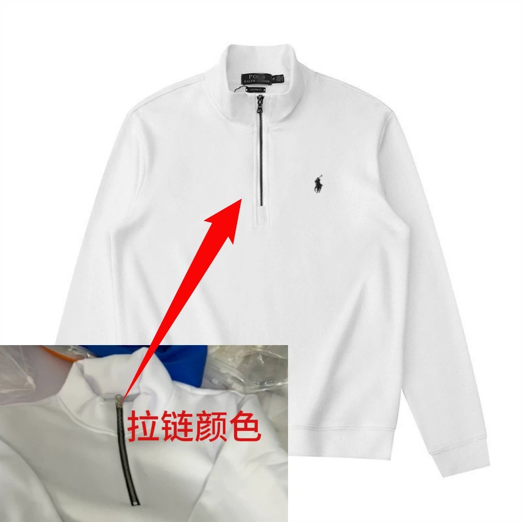 Half zip white black label