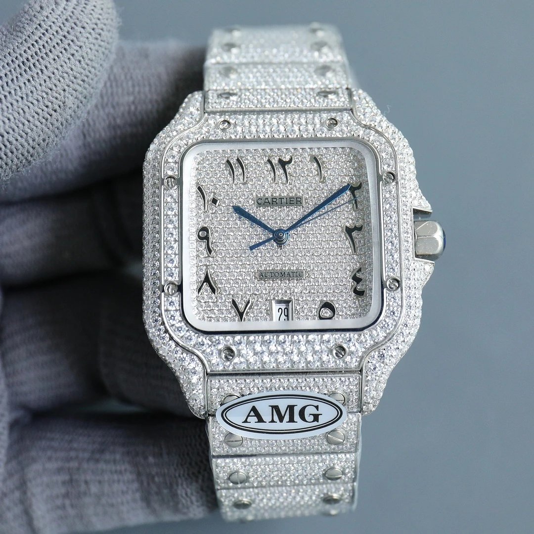 [Digital Dial] Silver Case Full Diamond · Steel Bracelet