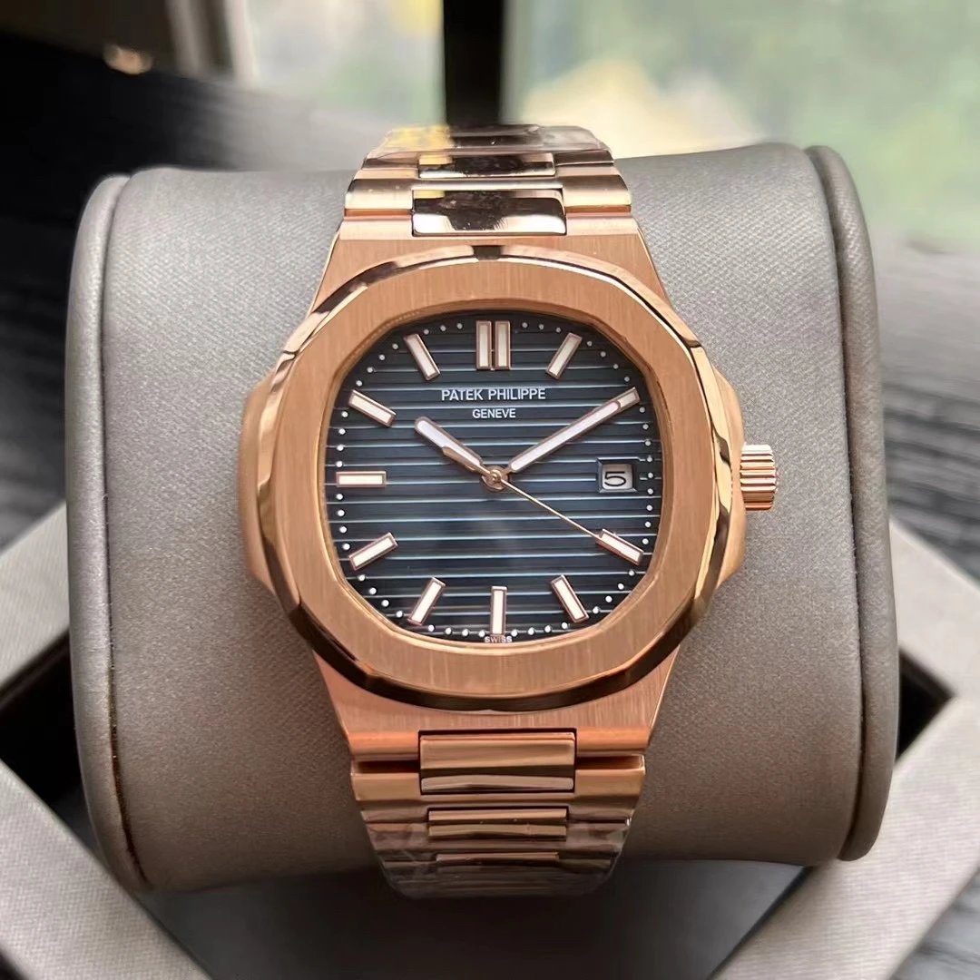 Rose Gold Case · Blue Dial Steel Band