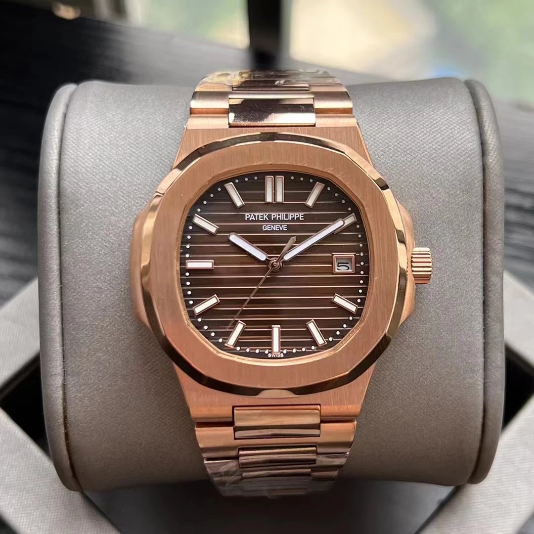 Rose Gold Case · Brown Dial Steel Band