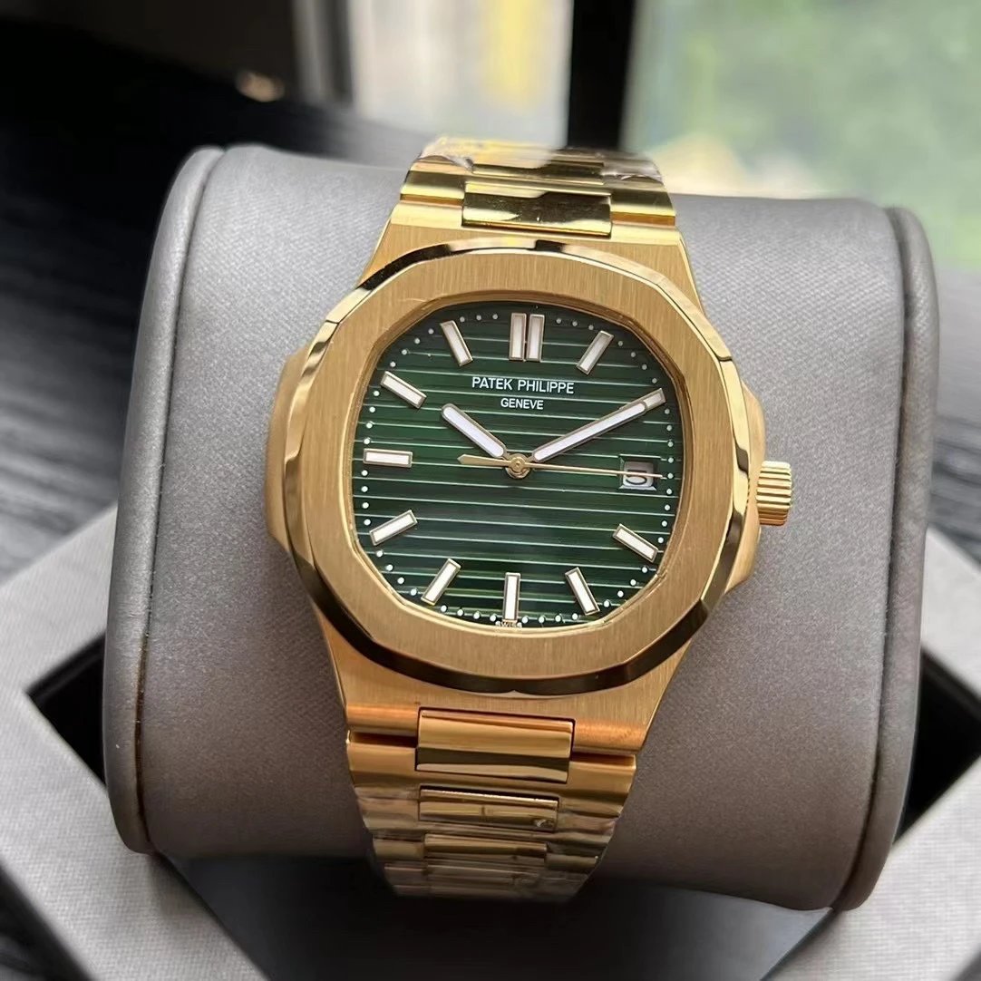 Full Gold Case · Green Dial Steel Band