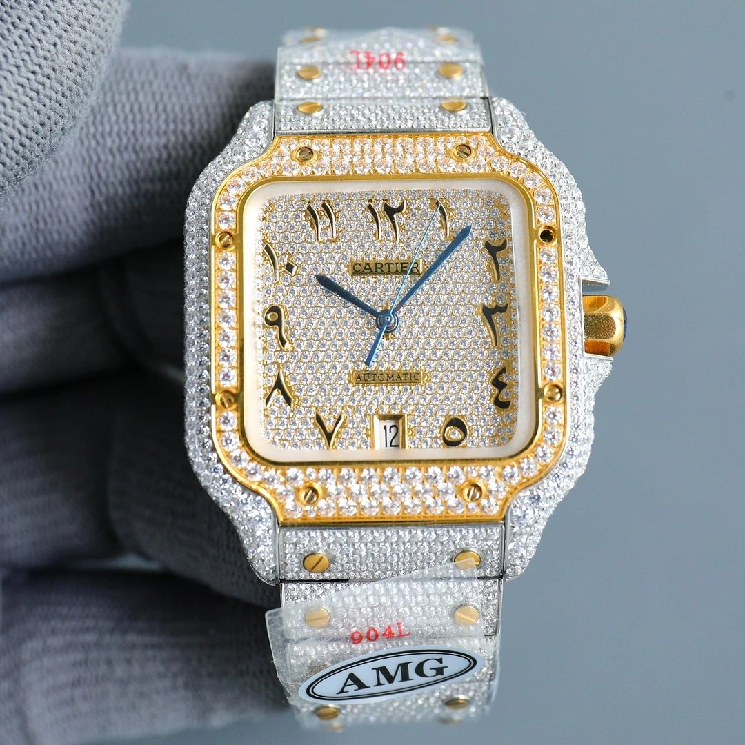 [Digital Dial] Gold Plated Full Diamond Case · Steel Bracelet
