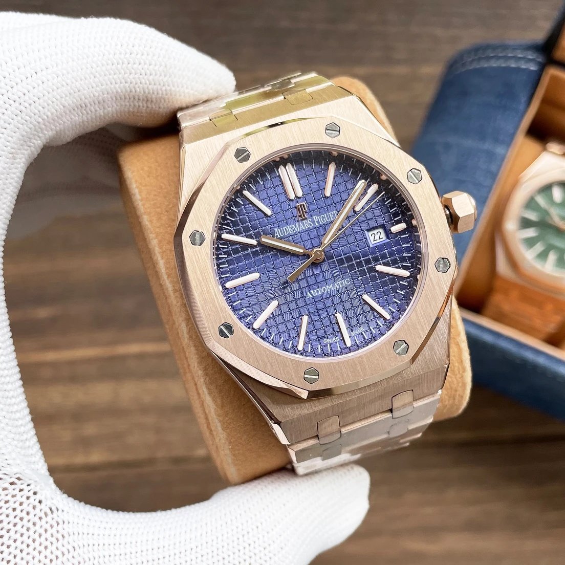 Rose Gold Case·Blue Dial Steel Band