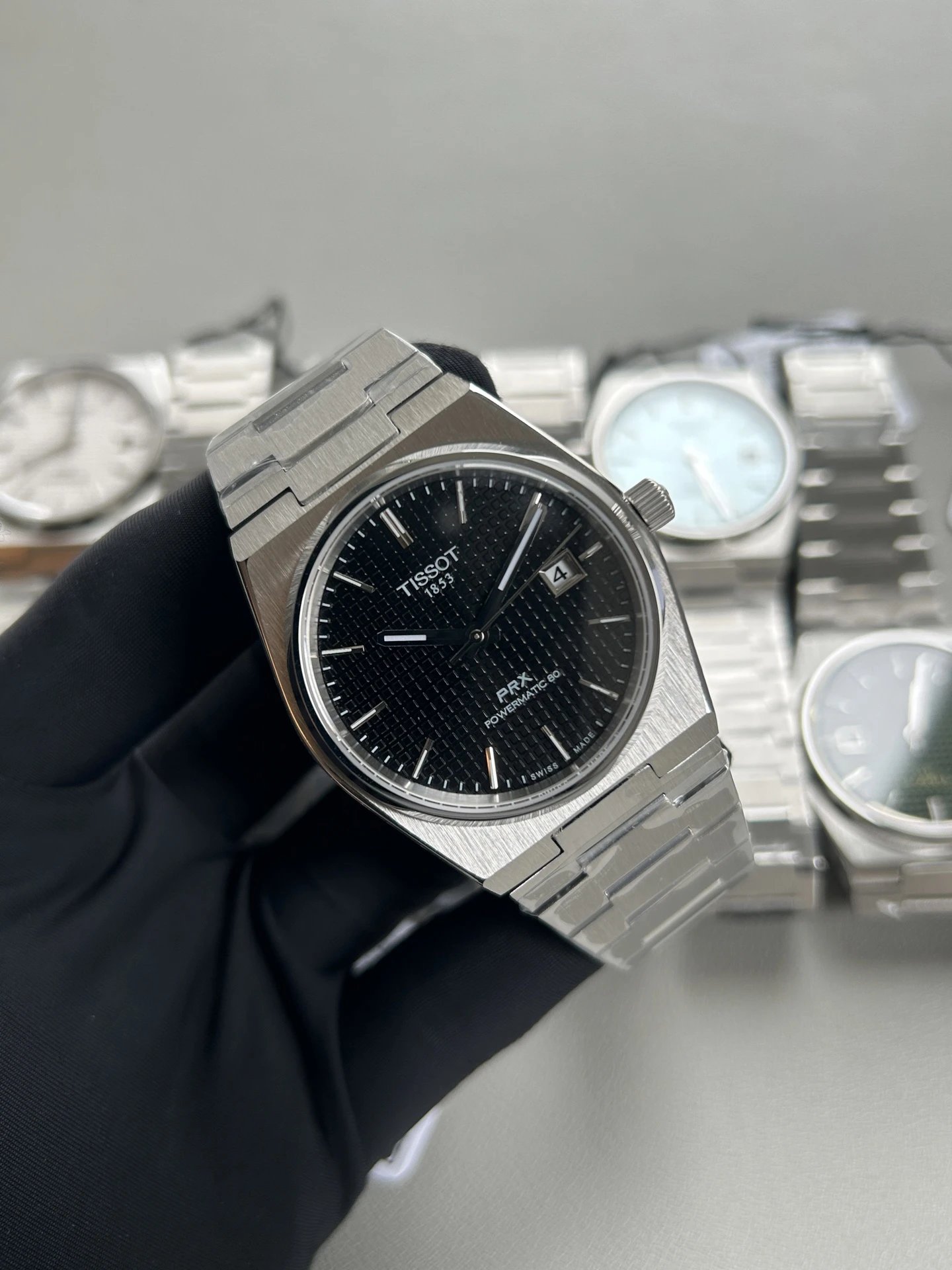 Silver Case with Black Dial & Steel Bracelet