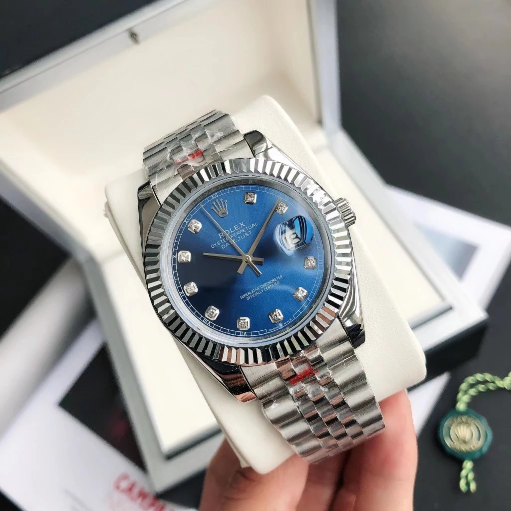 [Diamond Dial] Silver Case·Blue Dial Steel Band