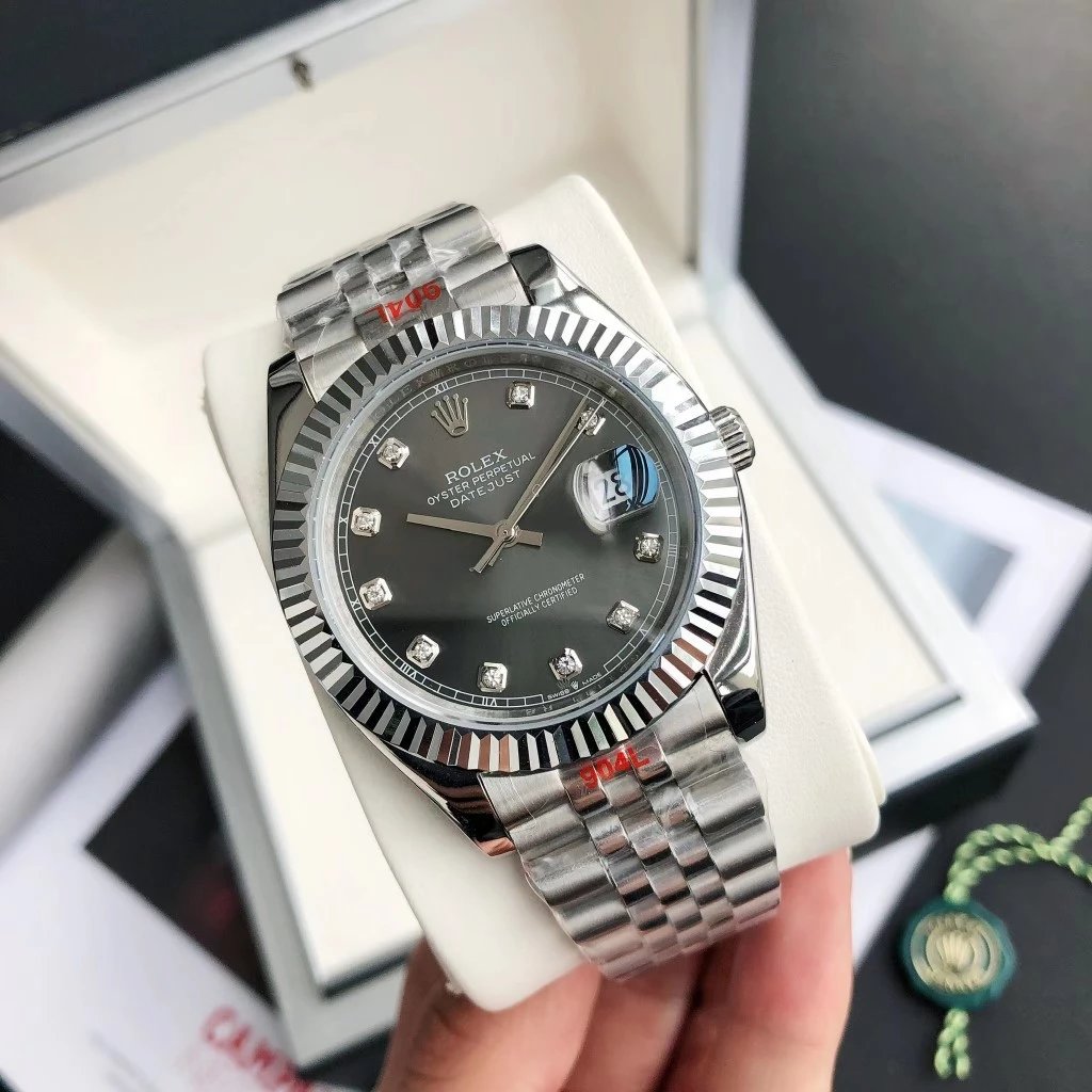 [Diamond Dial] Silver Case·Grey Dial Steel Band
