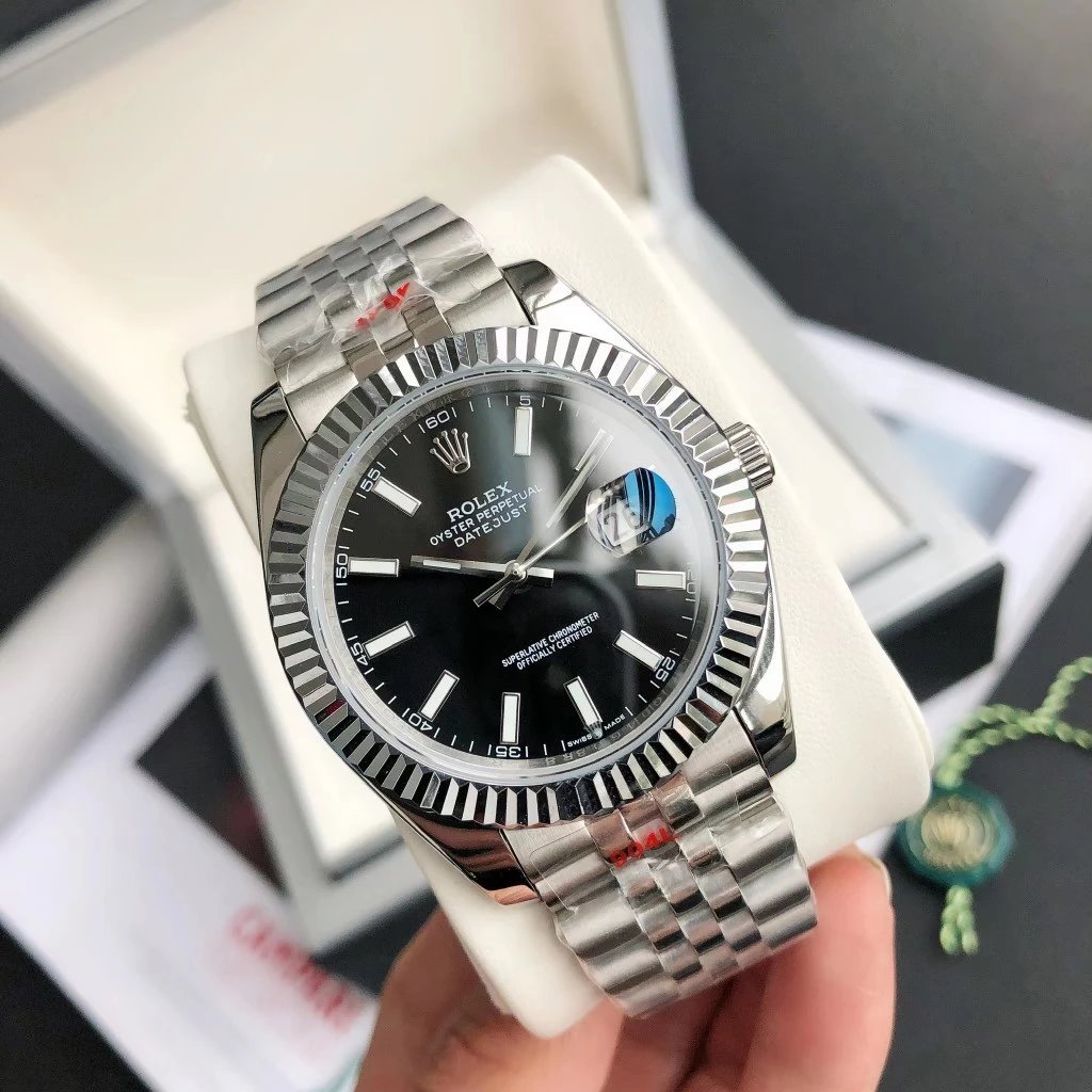 [Stick Dial] Silver Case·Black Dial Steel Band