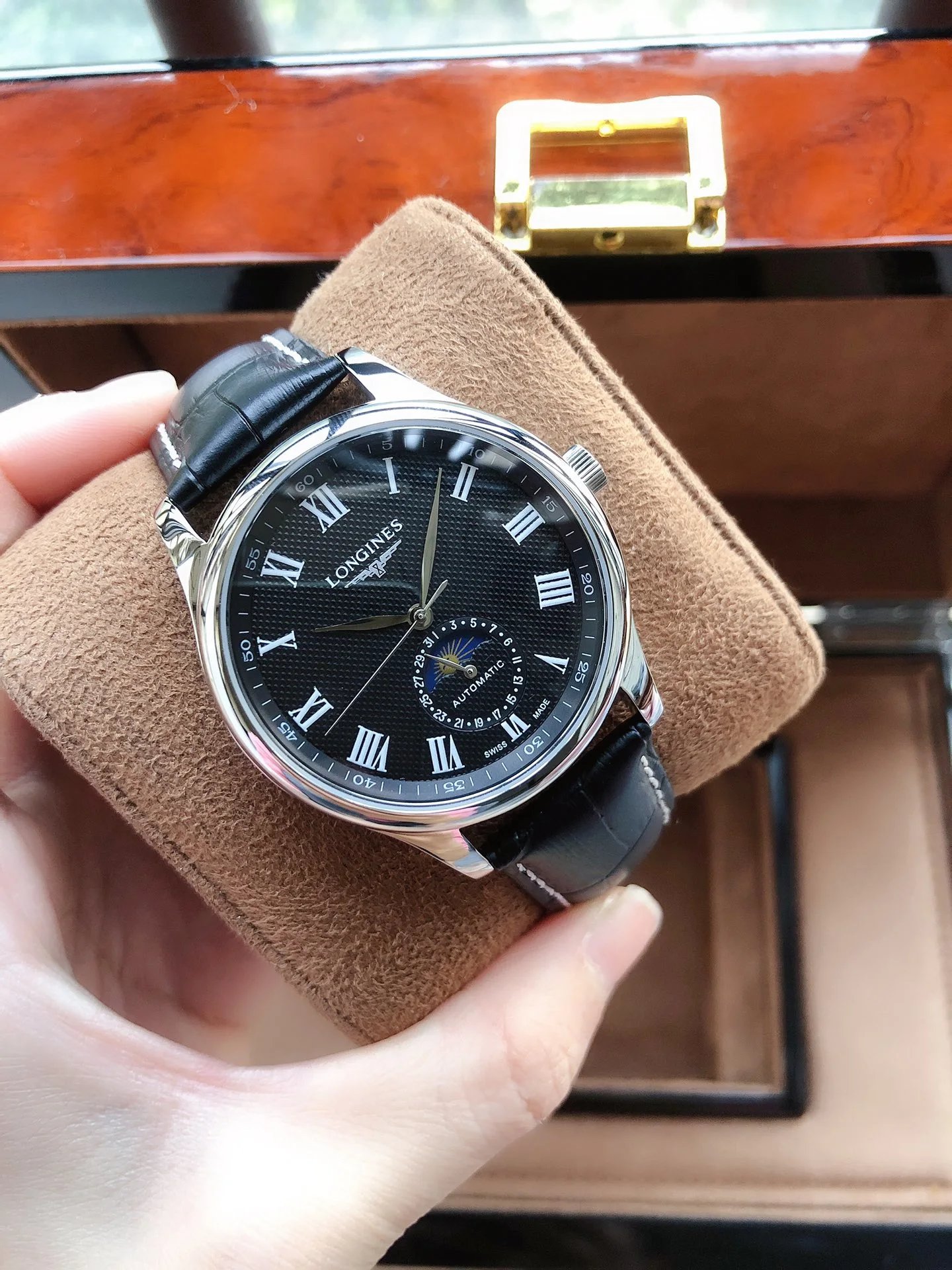 Longines Master Collection Blue Dial Diamond Hour Markers Moon Phase Mechanical Watch Watches - 10