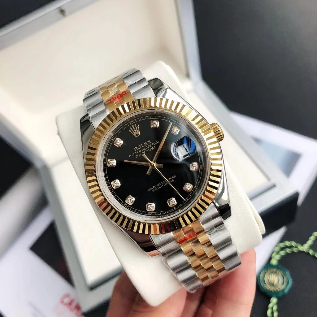 [Inner Diamond Dial] Gold Shell with Black Plate and Steel Strip