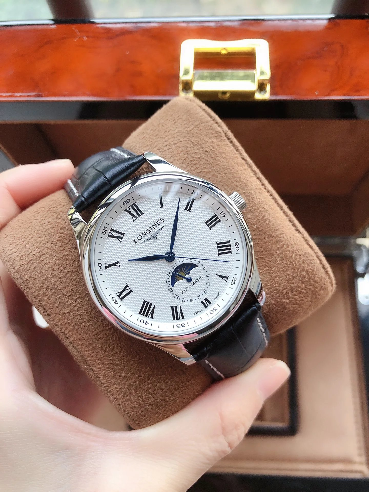Longines Master Collection Blue Dial Diamond Hour Markers Moon Phase Mechanical Watch Watches - 8