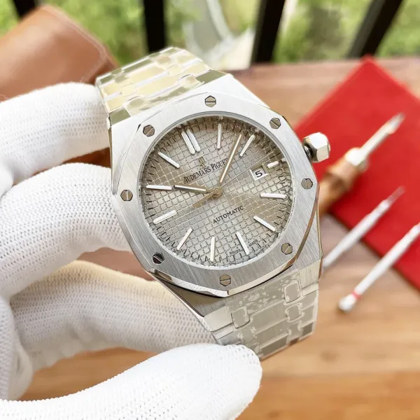 Audemars Piguet Royal Oak Automatic Silver Tapisserie Dial Stainless Steel Watch Watches - 1