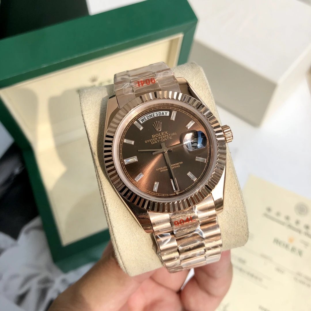 [Square Drill Plate] Rose Gold Shell-Coffee Plate Steel Belt / Without full package