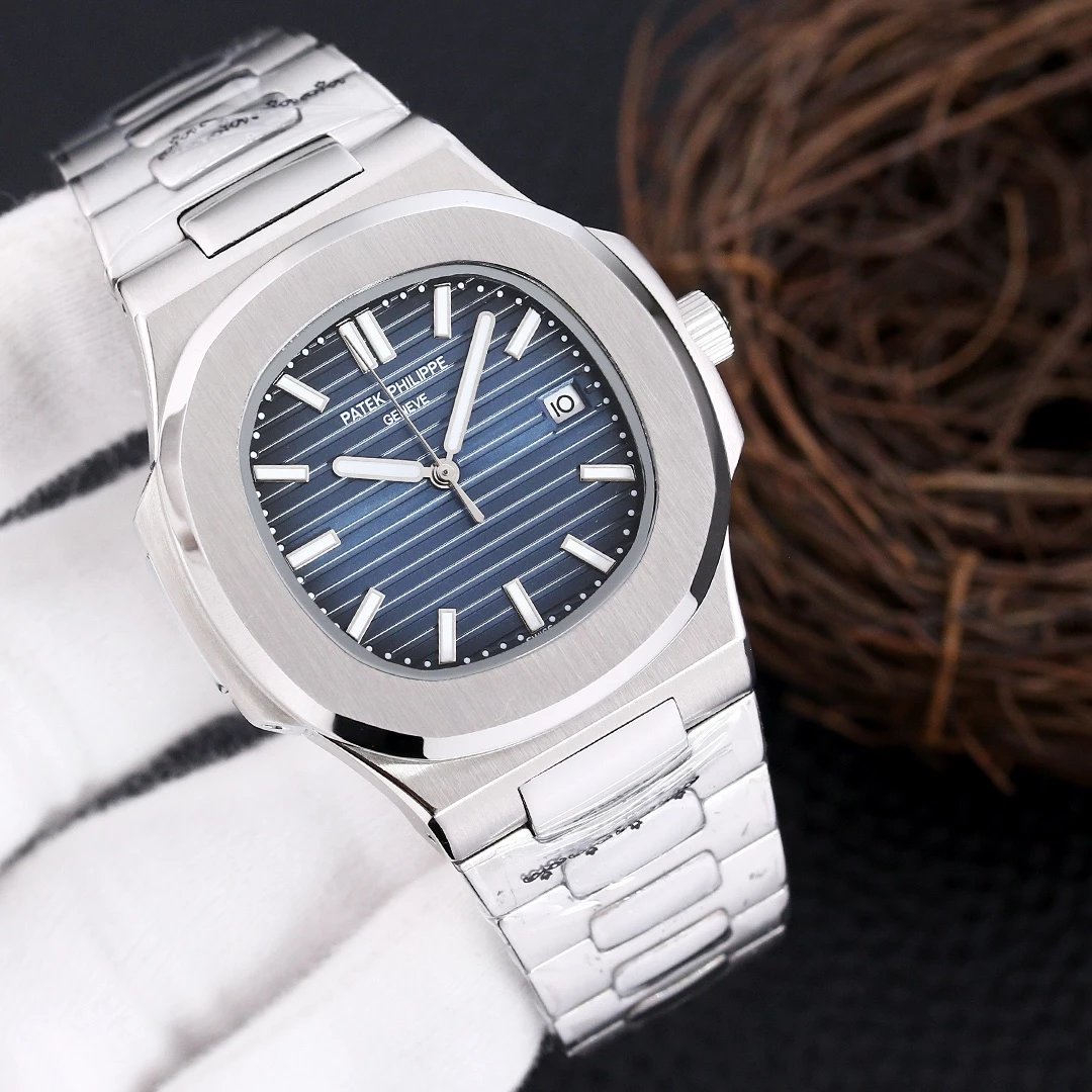 Silver Case - Blue Plate Steel Strap
