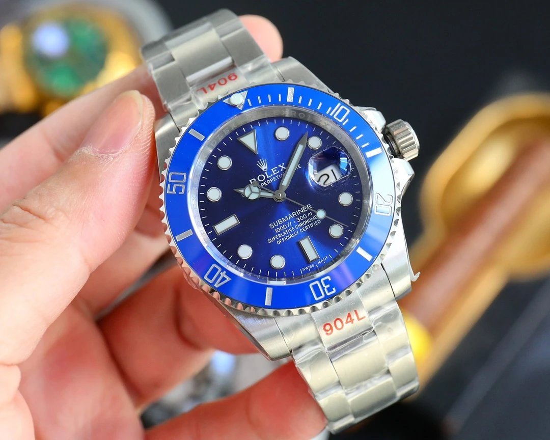 Rolex Submariner Watch Blue Dial Blue Bezel Steel Bracelet