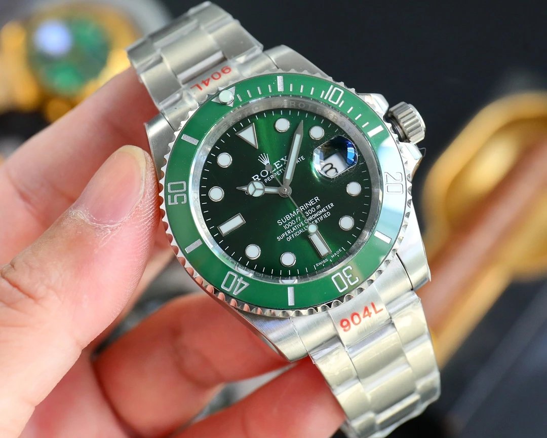 Rolex Submariner Watch Green Dial Green Bezel Steel Bracelet