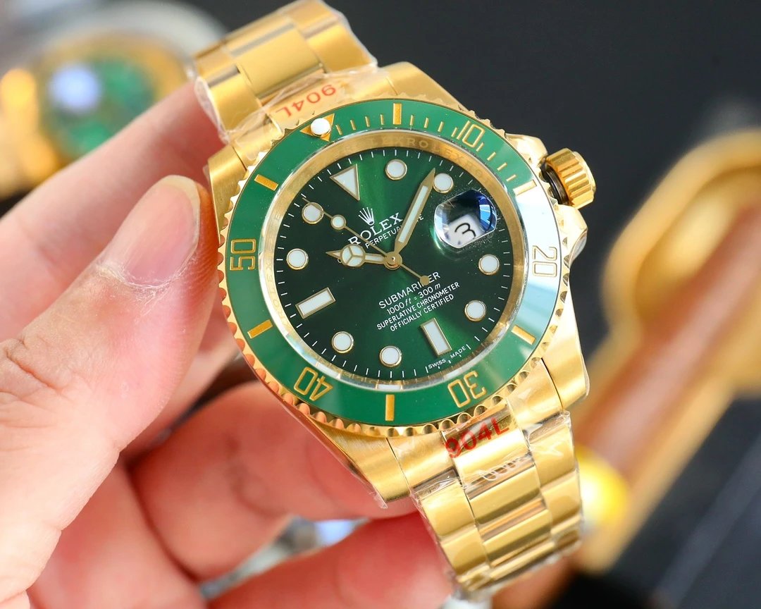Gold Case with Green Dial Steel Bracelet