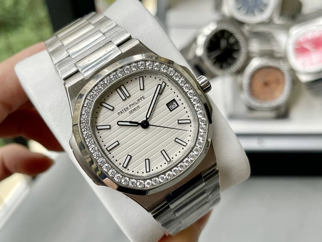 Silver Case-White Plate Steel Strap [Drill]