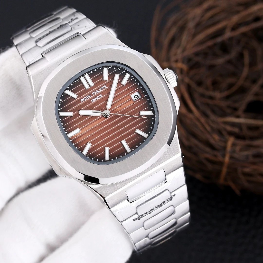 Silver Case · Brown Dial Steel Band
