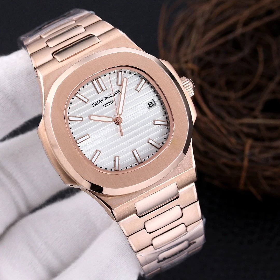 Rose Gold Case-White Plate Steel Strap