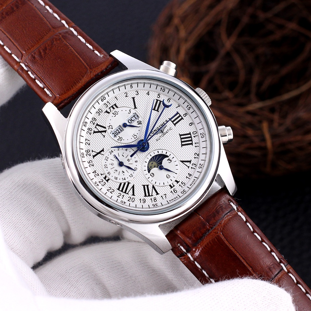 Longines Master Collection Chronograph Moonphase Silver Mechanical Watch - 13