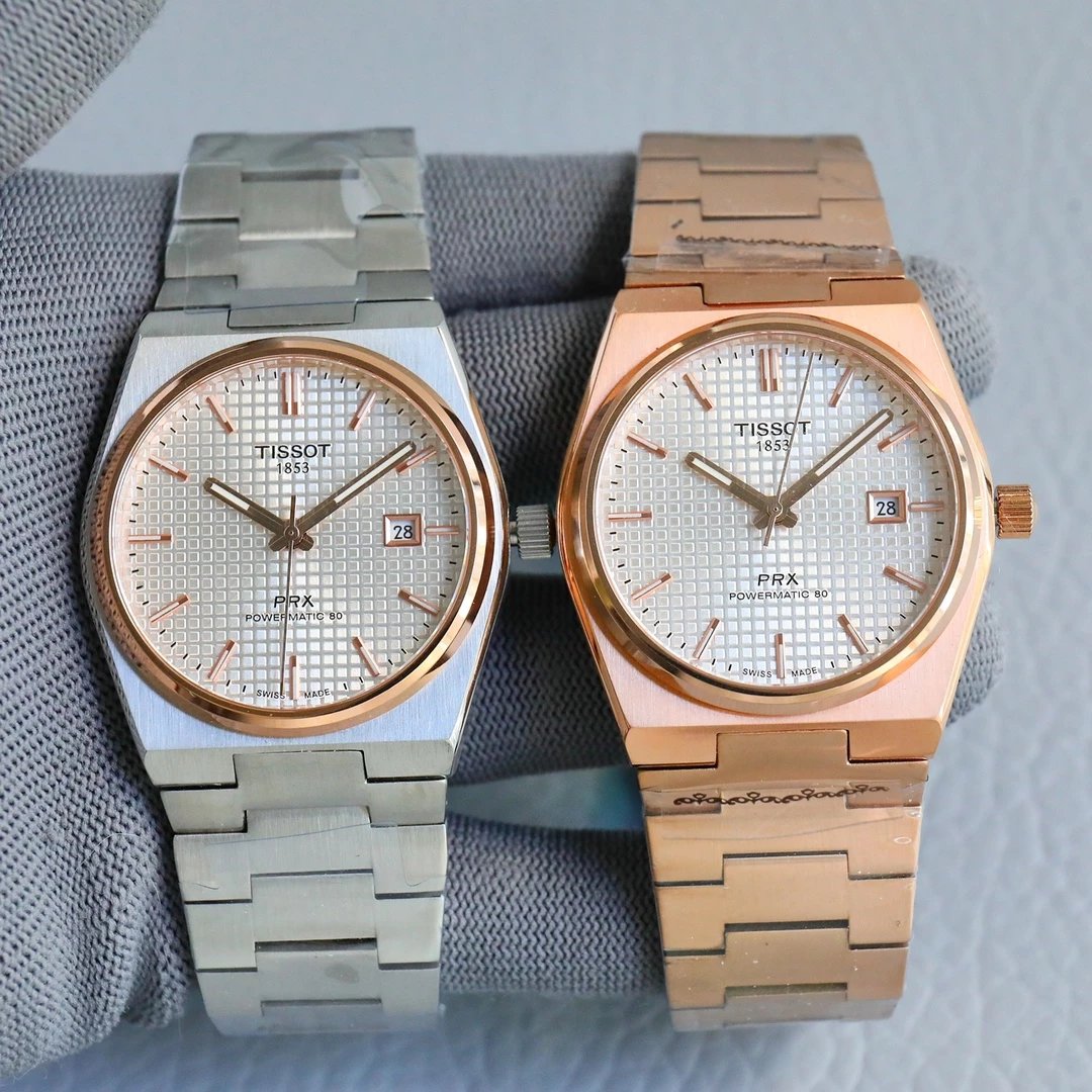 Tissot PRX Powermatic 80 Gold and Silver Mechanical Watches - 9